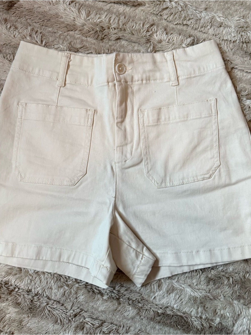 Bagatelle Cream High-Rise Shorts with Tag